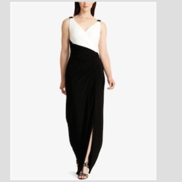 Lauren Ralph Lauren Dresses & Skirts - Ralph Lauren Colorblock Jersey Wrap Column Gown